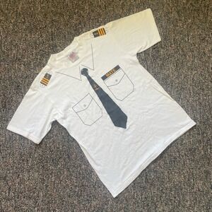 Vintage Oneita Power-T Mate Uniform Graphic T-Shirt Large White Single Stitch